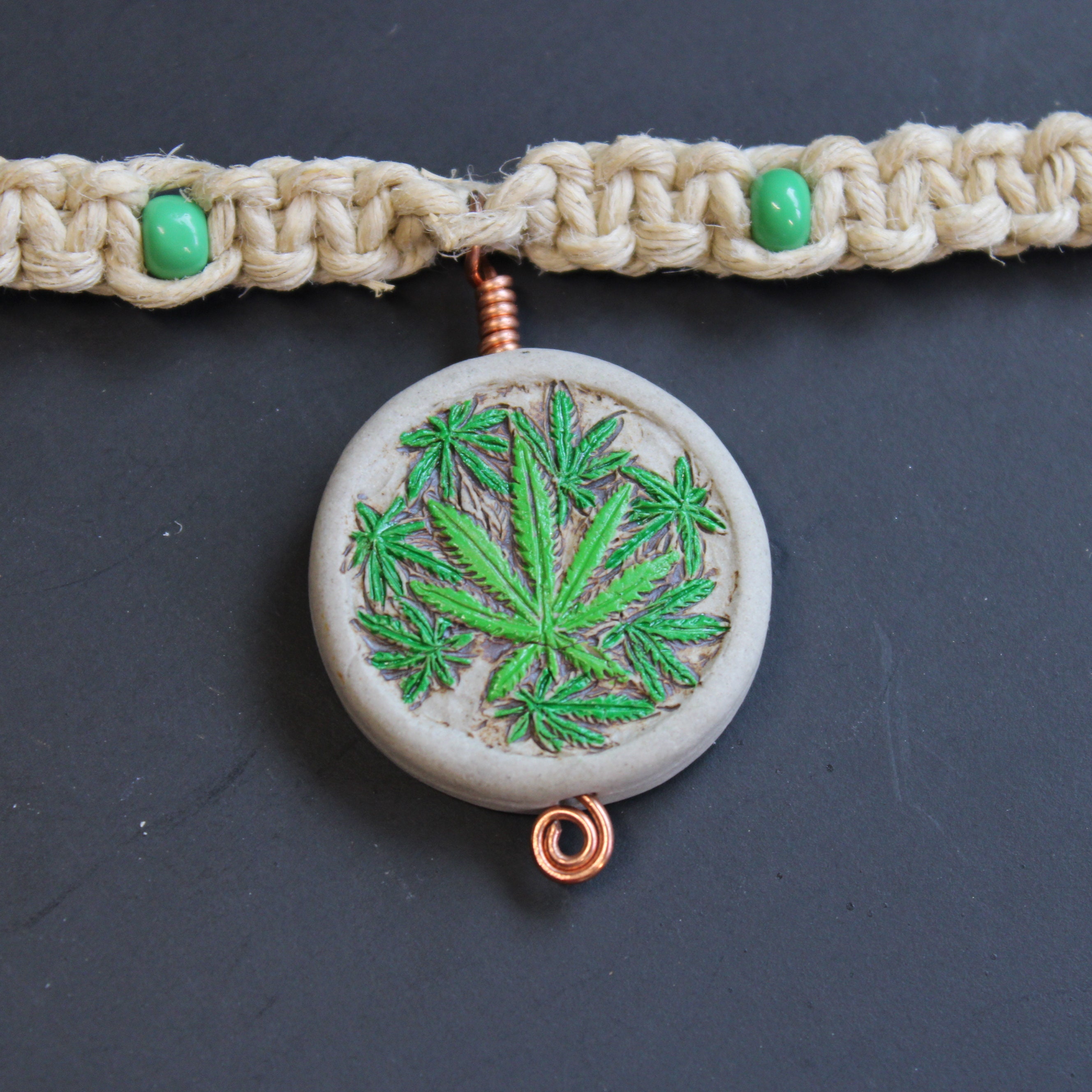 MArijuana Pendant Hemp Necklace Stoner Jewelry Festival Gear Hippy Garb Wook jewelry