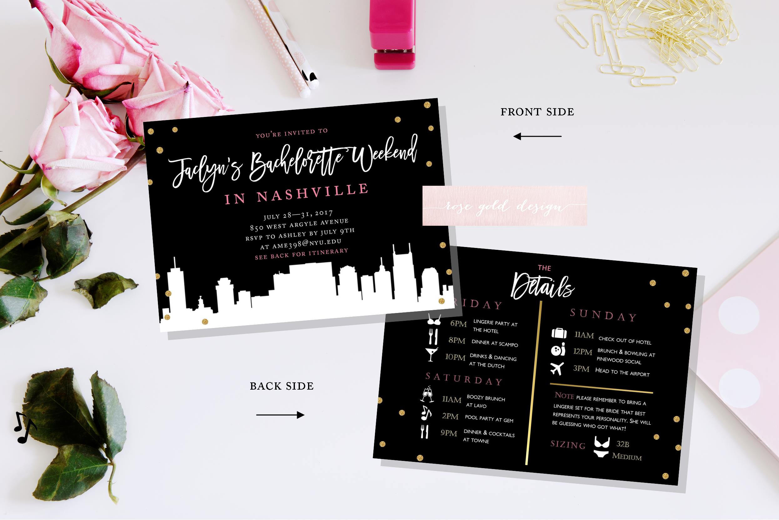 Nashville Bachelorette Party Invitation and Itinerary Etsy