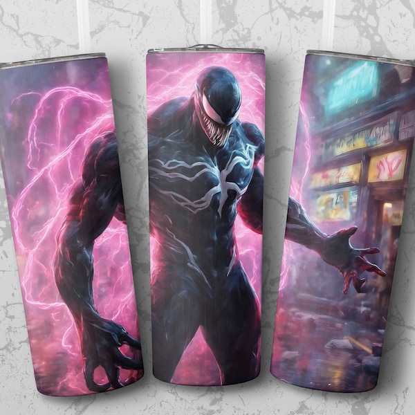 Venom 20 oz Skinny Tumbler Sublilmation Design. Straight & Tapered Wrap, Tumbler Wrap, Tumbler PNG, Instant Download.