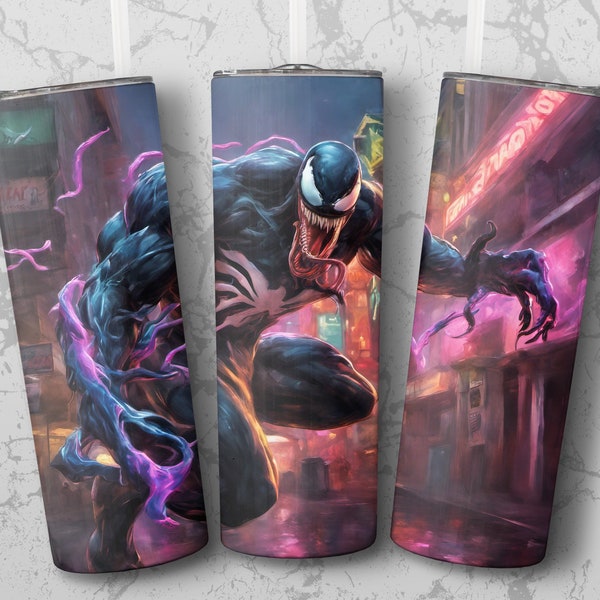 Venom 20 oz Skinny Tumbler Sublilmation Design. Straight & Tapered Wrap, Tumbler Wrap, Tumbler PNG, Instant Download.