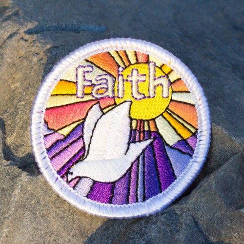 Cross with Dove Patches (5-Pack) Religious Embroidered Iron On Patch