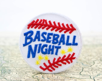 Baseball Night Patch, Take Me Out to the Ballgame, You're Out, Embroidered Iron On for Jackets Backpacks