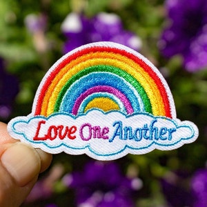 Love One Another Patch Rainbow Embroidered Patches Iron On | Jackets Backpacks Gift | Hoodie Patch