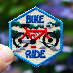 Bike Ride Patch, Bicycle, Biking | Embroidered Iron On | Jackets Backpacks | Fun Badge