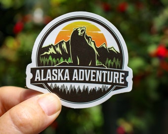 Alaska Sticker - Adventure Denali Bear Decal, Souvenir Waterproof - for Waterbottles and Laptops