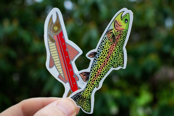 Fish Stickers Salmon Rainbow Trout Fishing Trip Decal Waterproof
