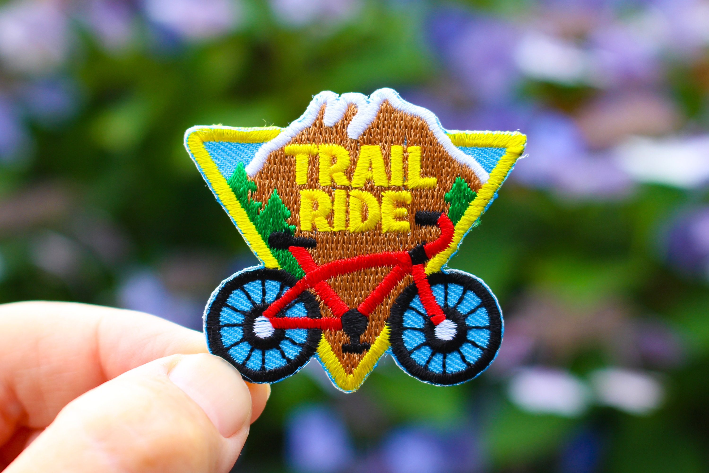 Trail Ride Mountain Biking Patch Bike Embroidered Iron On Merit Badge Etsy