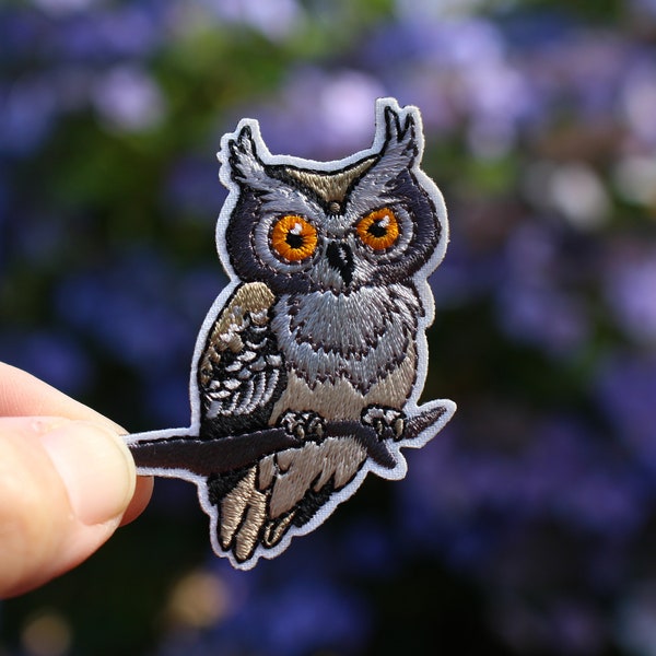 Great Horned Owl Patch, Hoot-Hoot! Halloween Bird Watcher Gift, Embroidered Iron On | Backpacks | Jackets