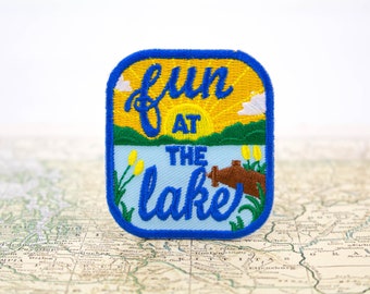Who's Ready for Fun at the Lake? Patch - Embroidered Iron On, Lake Swim Merit Badge for Jackets Backpack Hippie Grunge