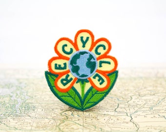 Earth Recycle Patch, Daisy Girl Boy Scouts, Embroidered Iron On, Merit Badge for Jackets Backpack