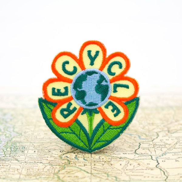 Earth Recycle Patch, Daisy Girl Boy Scouts, Embroidered Iron On, Merit Badge for Jackets Backpack