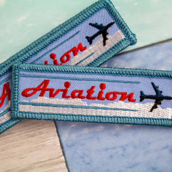 Aviation Patch | Airplane Pilot | Flying Travel - Embroidered Iron On for Hoodies Jackets Backpacks