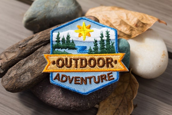 Embroidered Outdoor Adventure Patch, Hiking Iron On Applique