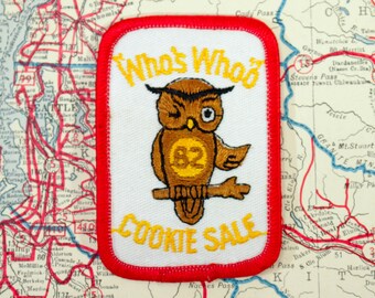 Vintage Girl Scout Patch GS Cookies Owl 1982 Insignia Badge Embroidered Jacket Back