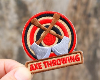 Axe Throwing Patch | Fun Night Out or Scout Activity | Badge Embroidered for Jackets Backpacks