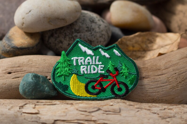 Trail Ride Mountain Biking Patch Bike Embroidered Iron On Etsy