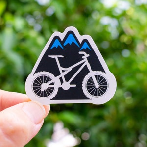 Mountain Bike Decal,  Waterproof Sticker - for Waterbottles and Laptops