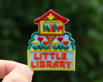 Little Library Patch, Reading - Iron On Embroidered, Girl Boy Scouts, Book Merit Badge for Jackets Backpack Hoodies