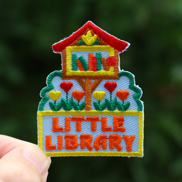 Little Library Patch, Reading - Iron On Embroidered, Girl Boy Scouts, Book Merit Badge for Jackets Backpack Hoodies