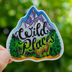 Hiking Stickers, Wild Places, Waterproof Outdoor Nature Decal - for Waterbottles and Laptops