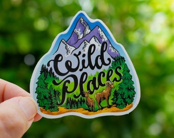 Hiking Stickers, Wild Places, Waterproof Outdoor Nature Decal - for Waterbottles and Laptops