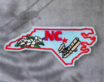 Travel Patch North Carolina State Wright Brothers BiPlane | Iron On | Hoodie Patch | Souvenir