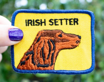 Vintage Irish Setter Patch Embroidered Dog Show 1970s Breed Gift Sew On Cloth