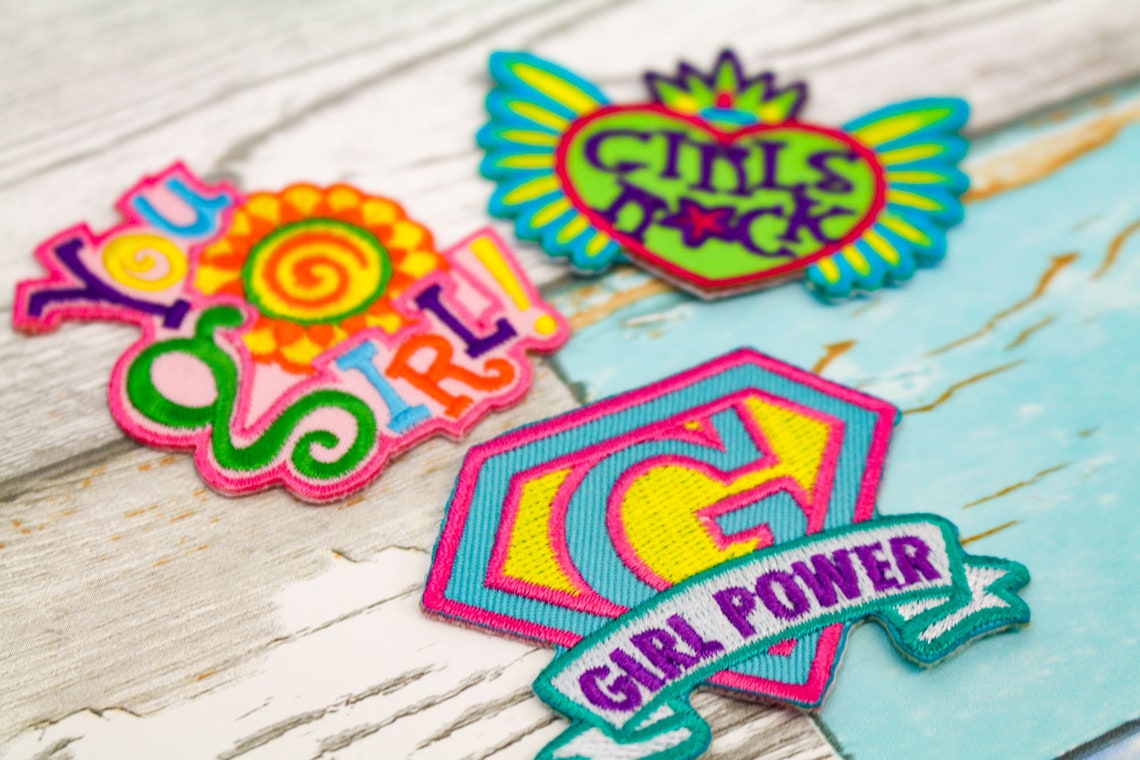 Girl Power Patch Set Super Girl Girls Rock Peace & Love Etsy