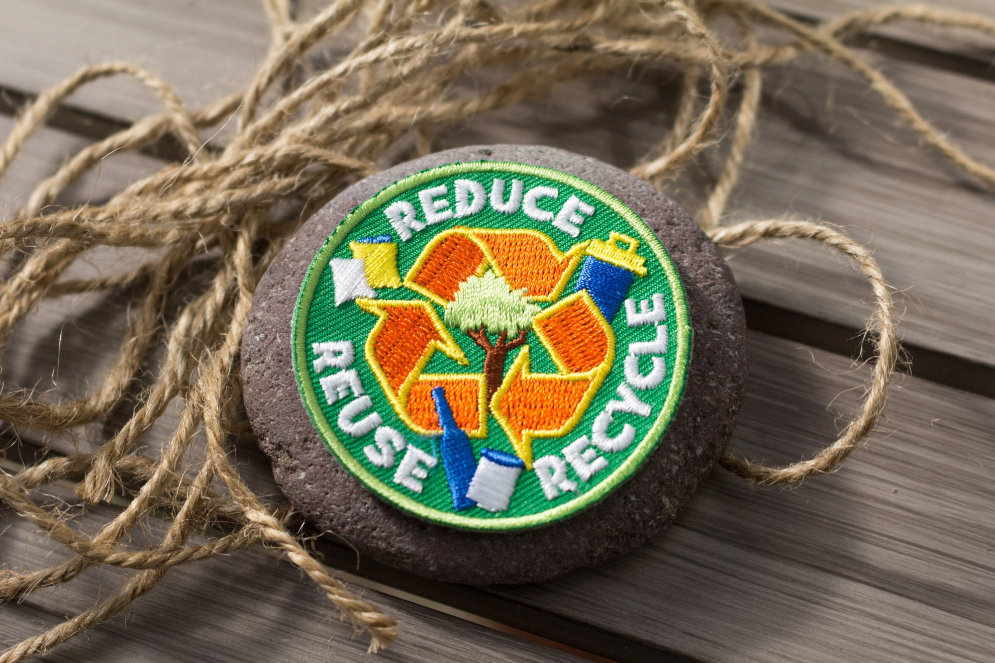Reduce Reuse Recycle Patch Embroidered Iron On Earth Day Etsy