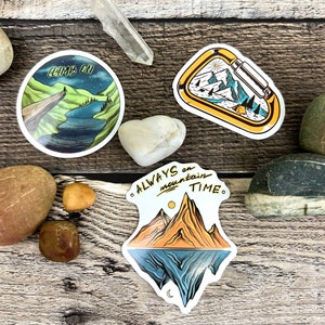 3x Rock Climbing Stickers | Mountain Climber | Waterproof Decals - for Waterbottles and Laptops