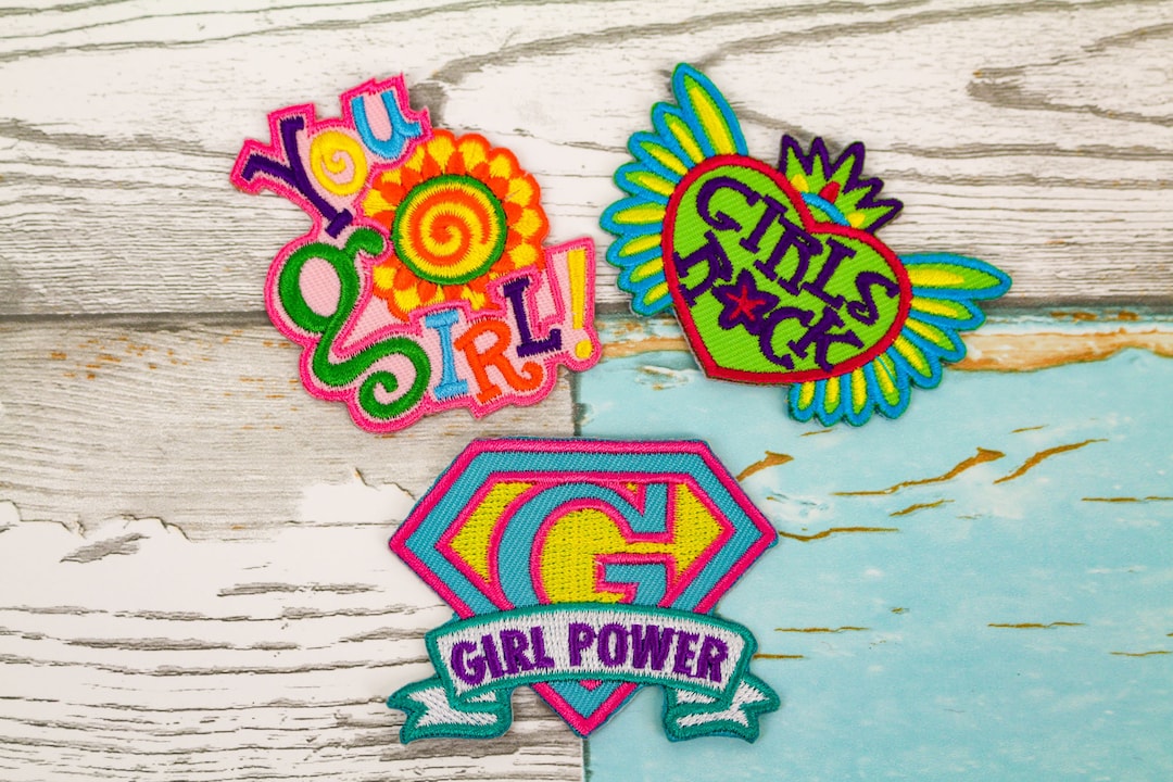 Girl Power Patch Set Super Girl Girls Rock Peace & Love Hippie Grunge Embroidered Iron On Etsy