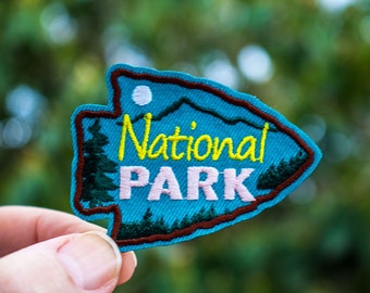 National Park Patch, Embroidered Iron On, Hiking! Merit Badge | Jackets, Backpacks | Hoodie Patch