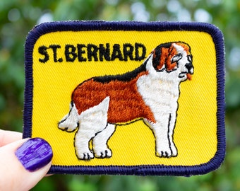 Vintage 1970s St. Bernard Embroidered Patch - Dog Lover Gift