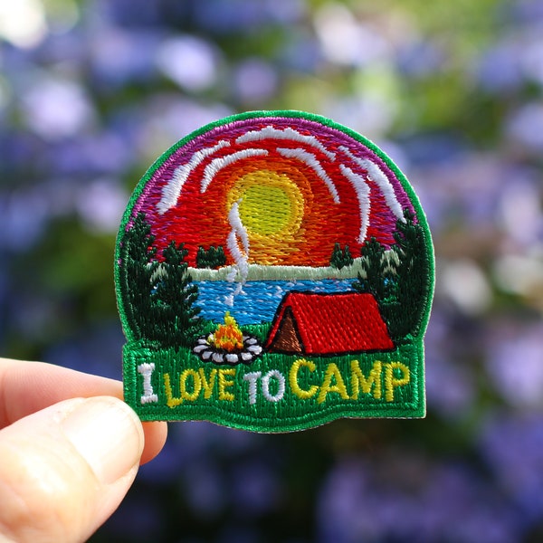 Love to Camp Patch, Camping Embroidered Iron On, Girl Boy Scout Badge | Jackets, Backpacks | Hoodie Patch