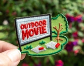 Outdoor Movie Night Patch Family & Community Fun or Scout night! Summer Big Screen Event Embroidered Iron On | Hoodies | Backpacks | Jackets