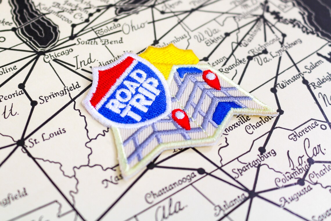 Road Trip Patch | Travel Map | Embroidered Iron on | Scouts | Jacket ...