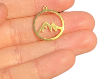 18 mm 10 pcs Mountain Shape Raw Brass charms ,blank,pendant,findings,Thickness 0,80 mm