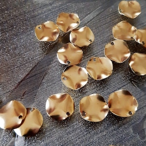100 pcs 12 mm wavy pattern raw  brass blanks  ,tag,findings