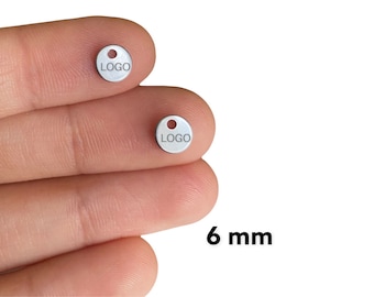Custom Laser Engraved Stainless Steel Jewelry Tags, Design Your Own (6mm)