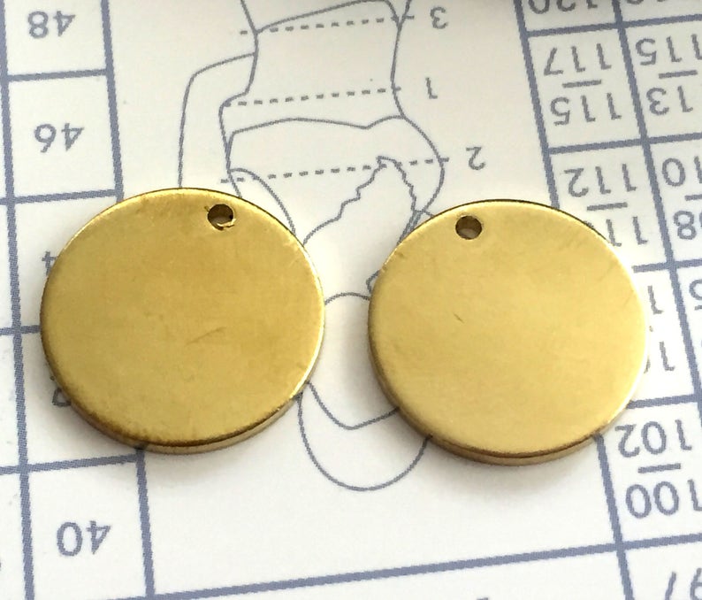 thickness 10 pcs stamping Round blank,tag,disc,findigs,sealing,pressing Raw Brass 1.5mm 25 mm 15 Gauge