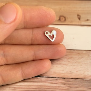 10 pcs 8 mm Rhodium Plated Heart ,charm ,Findings,Pendant,Thickness 1 mm