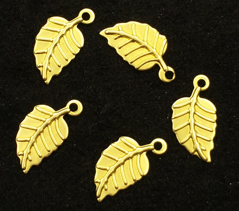 15x7 mm 100 Raw Brass Leaf Charms Findings