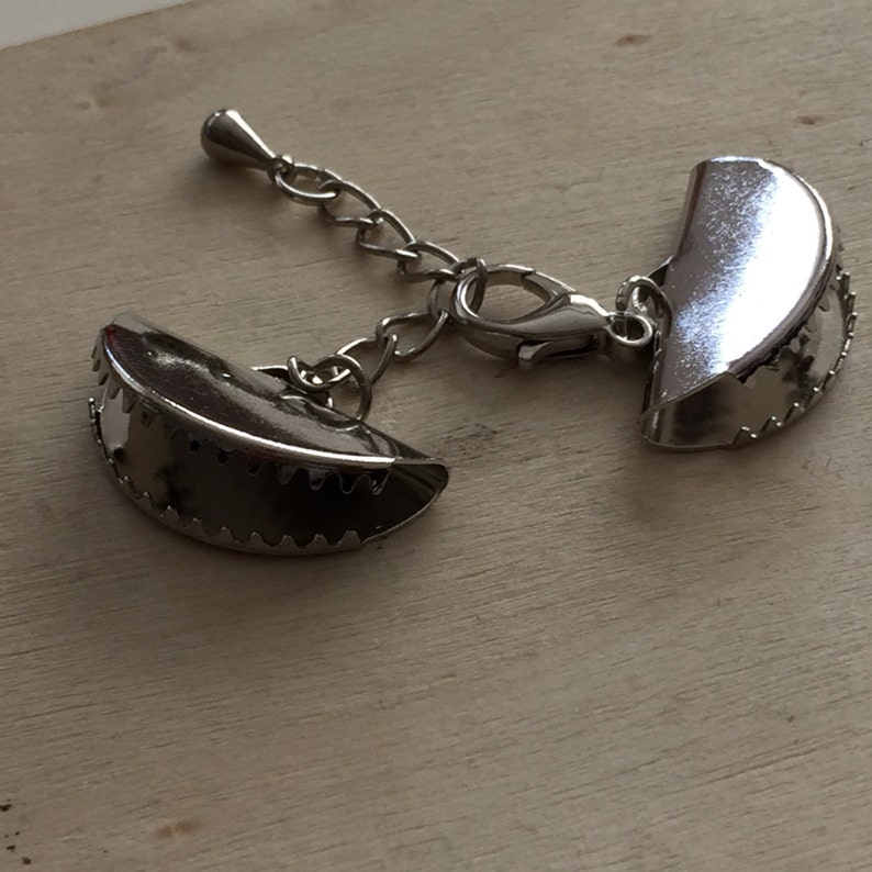 10 pcs 12 x 25 mm Silver Plated Crimp End with Lobster set brass