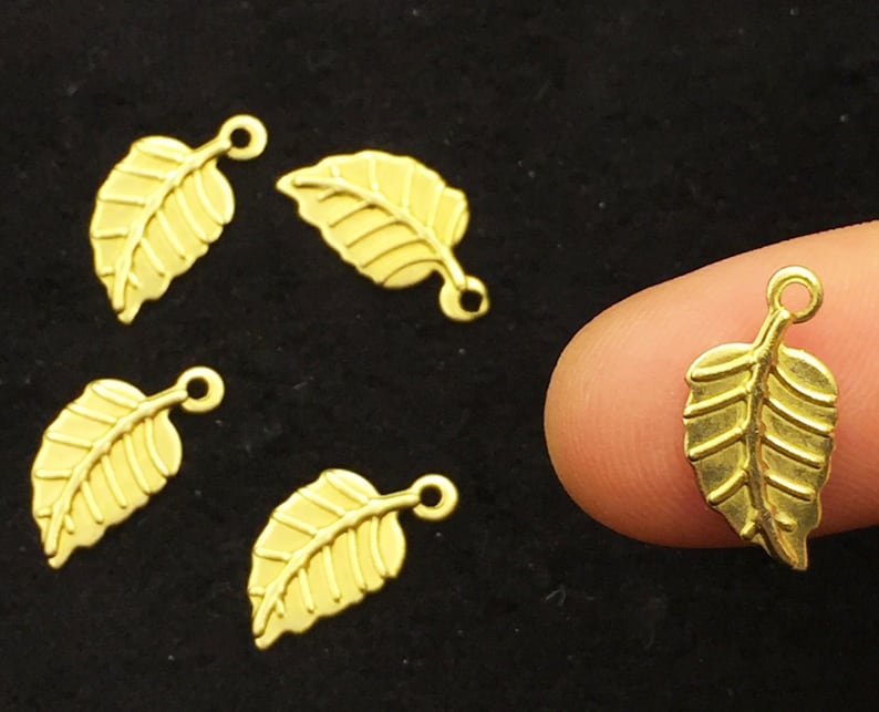 15x7 mm 100 Raw Brass Leaf Charms Findings