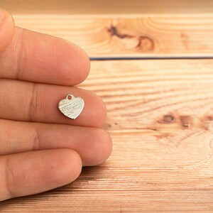 10 pcs 8 mm Rhodium Plated Textured Heart ,charm ,Findings,Pendant,Thickness 0.80 mm