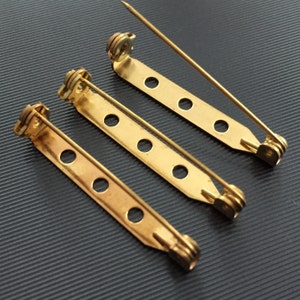 5 Pcs 34 mm  raw brass Brooch Pin Back Safety Pin Findings