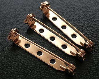 24 k Oro 10 piezas 34 mm Broche Pin back Safety Pin Hallazgos