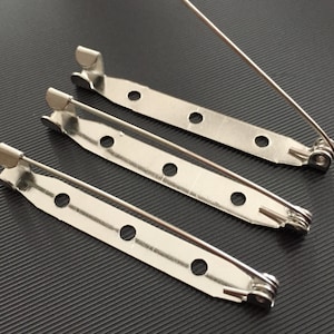 20 Pcs Silver 45 mm Brooch Pin Back Safety Pin Findings