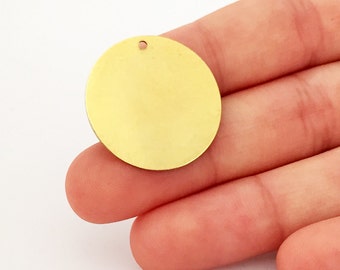 25 mm 15 pcs raw brass blanks round disc 1 hole