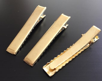24K ポリッシュ ゴールド メッキ ワニ口クリップ - 6 x 22 mm ヘア